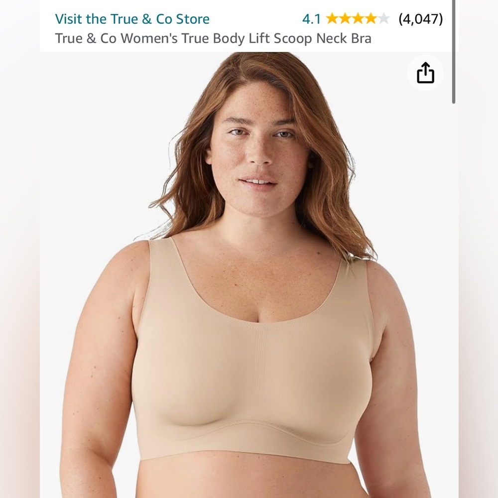 True & Co Women's True Body Lift Scoop Neck Bra. Full Cup. NWT